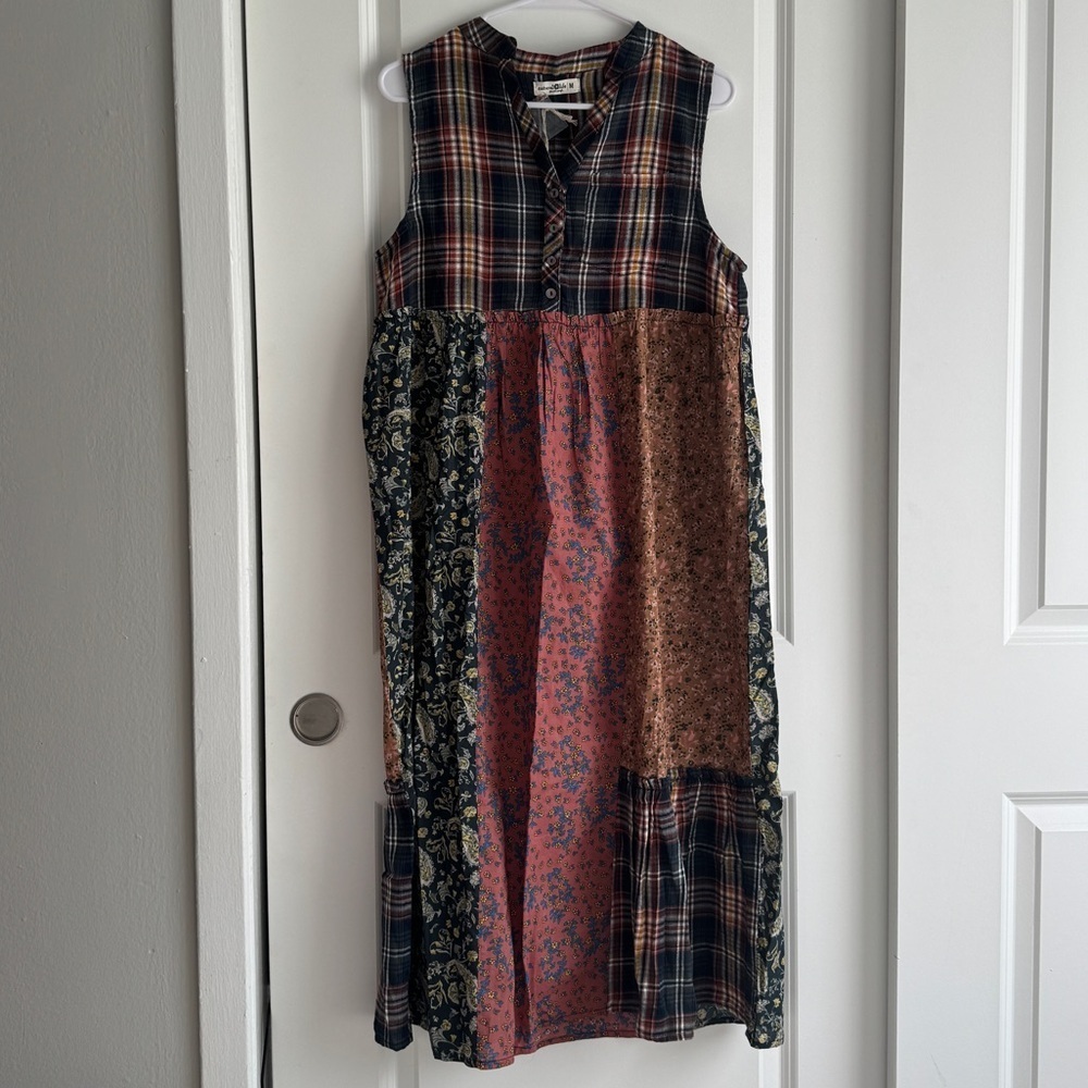 Natural Life sleeveless patchwork tunic dress, size M